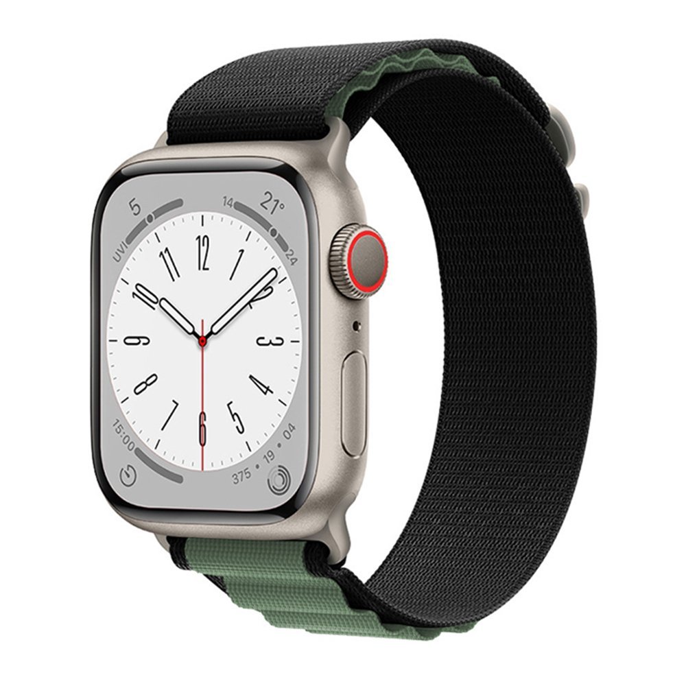 Black-Green-1-1.jpg Nylon Alpine Loop for Apple Watch 42/44/45/49mm - Black & Green - Image 1