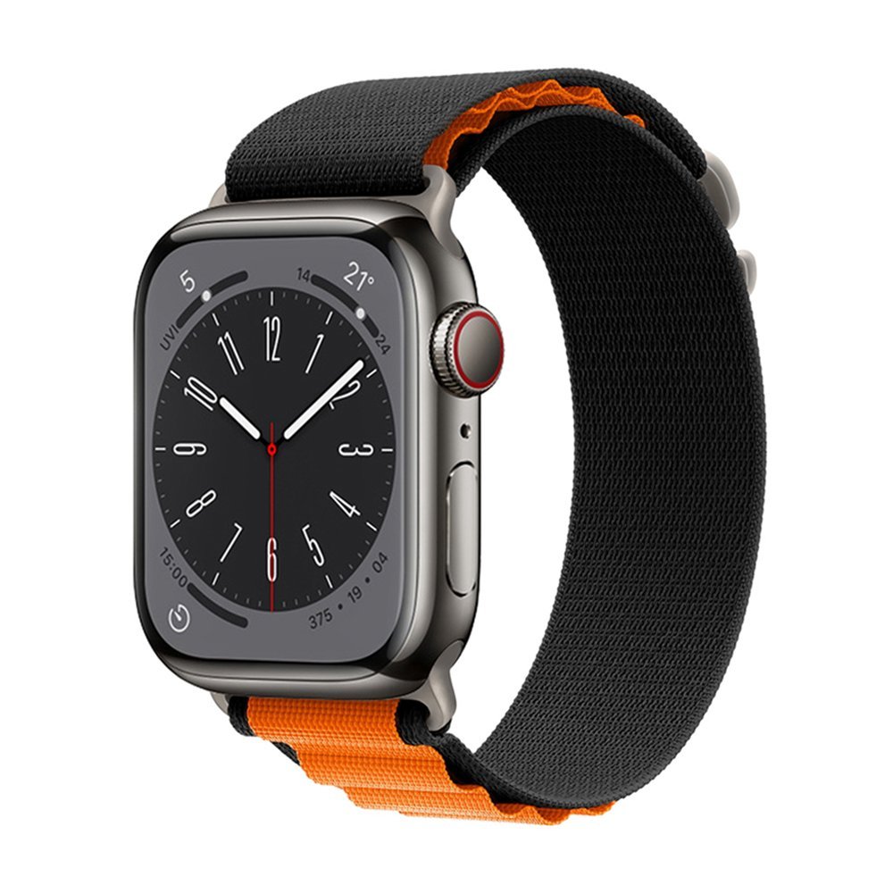 Black-Orange-1.jpg Nylon Alpine Loop for Apple Watch 42/44/45/49mm - Black & Orange - Image 1