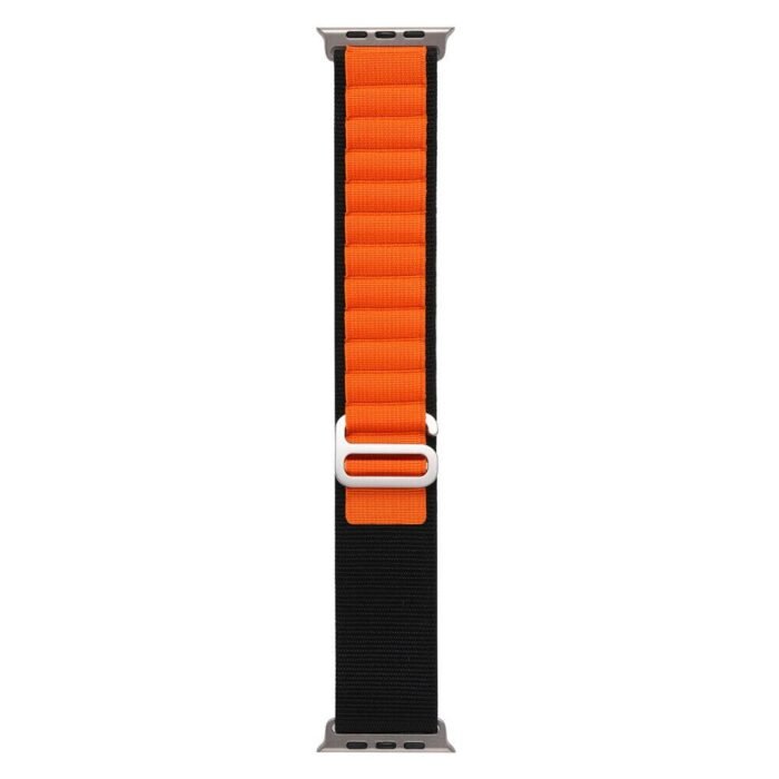 Nylon Alpine Loop for Apple Watch 42/44/45/49mm - Black & Orange - Image 2