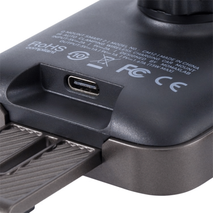 DeWatermark.ai_1745519194587.png Momax CM12 Q.Mount Smart 2 Infrared Sensor Wireless Car Charger - Black - Image 5