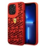 Ferrari Liquid Silicone Case All Over Printed Scuderia iPhone 14 Pro Max / iPhone 15 Pro MaxCompatibility - Red