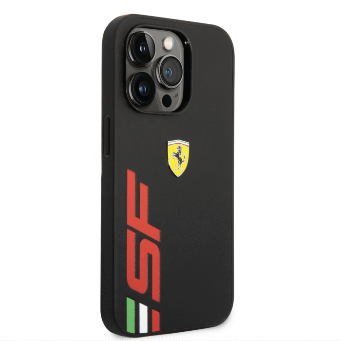 Ferrari PU Leather Case with Printed Big Logo iPhone 14 Pro Max Compatibility - Black - Image 2