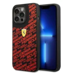 Ferrari Liquid Silicone Case All Over Printed Scuderia iPhone 14 Pro Max / iPhone 15 Pro MaxCompatibility - Black