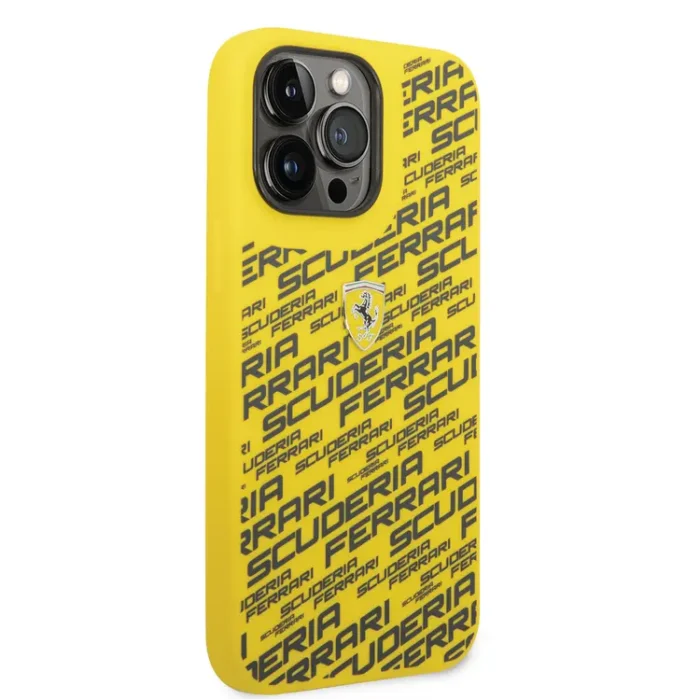 Ferrari Liquid Silicone Case All Over Printed Scuderia iPhone 14 Pro Max / iPhone 15 Pro MaxCompatibility - Yellow - Image 3