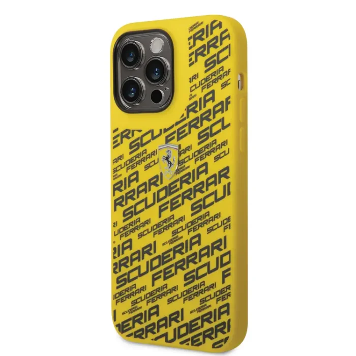 Ferrari Liquid Silicone Case All Over Printed Scuderia iPhone 14 Pro Max / iPhone 15 Pro MaxCompatibility - Yellow - Image 2