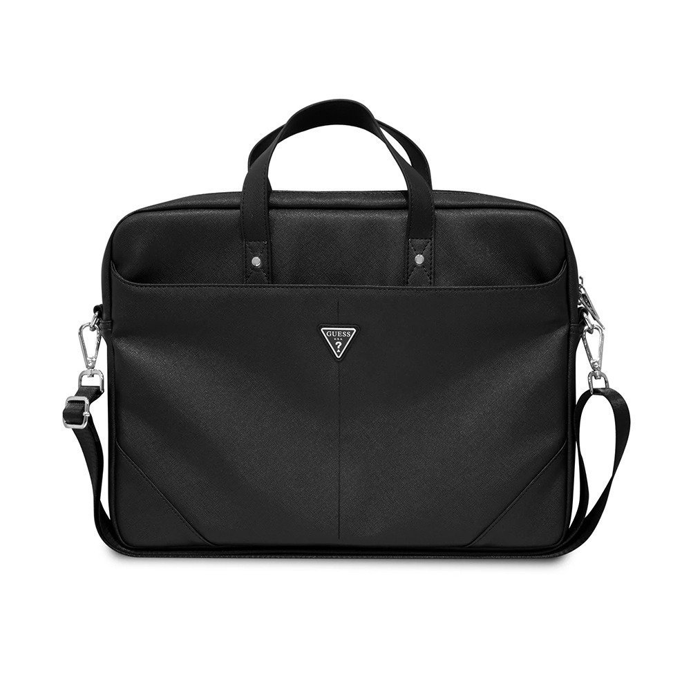 GUESS-COMP.-BAG-SAFFIANO-HOT-STAMP-BLACK-1516-1.jpg Guess GUCB15PSATLG 15/16 inch Saffiano Hot Stamp Triangle Logo - Black - Image 1