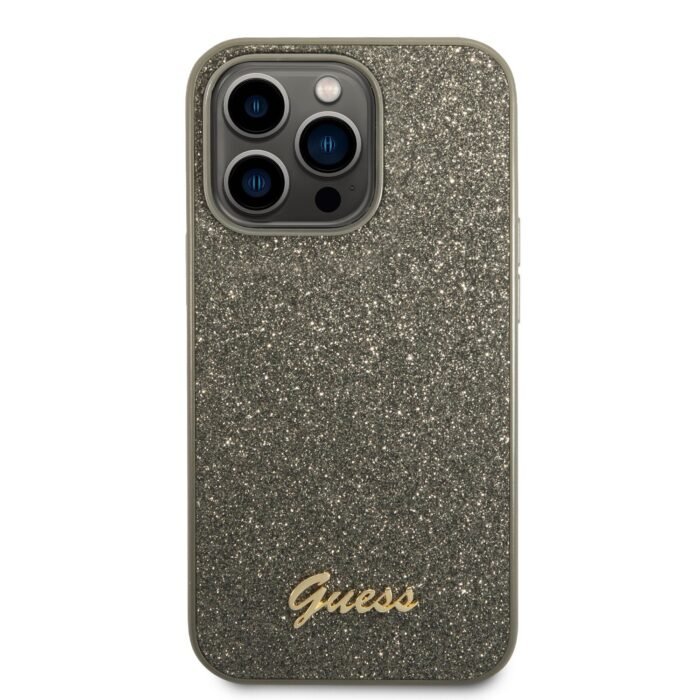 Guess PC/TPU Glitter Script Hard -Case for iPhone 14 Pro Max Green - Image 3