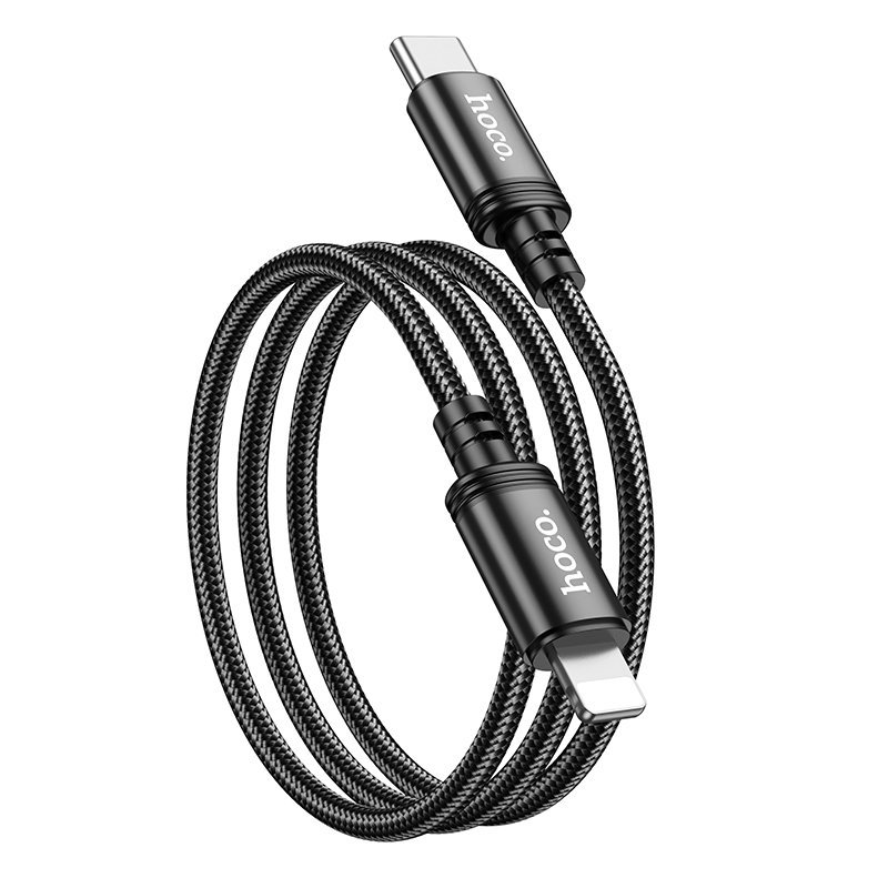 Hoco-X89CL-BK-2-800x800-1.jpg Hoco X89 Nylon PD Data Cable 20W Type-C to Lightning - Black - Image 1