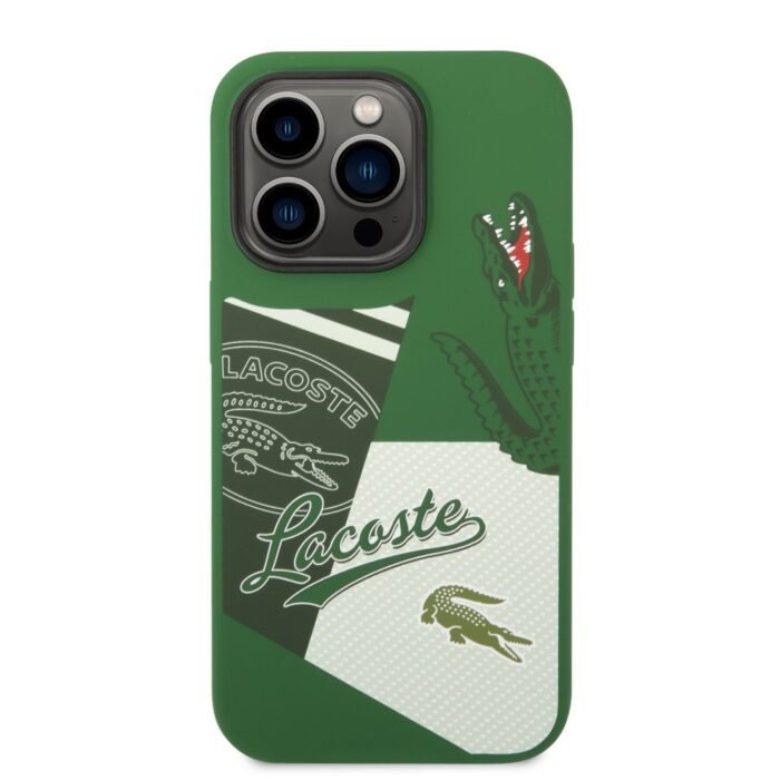 Lacoste Hard Case Liquid Silicone Microfiber  Compatible with iPhone 14 Pro Max/ iPhone 15 Pro Max - Green - Image 3