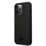 Lacoste Hard Case Liquid Silicone  Microfiber Compatible with iPhone 14 Pro Max / iPhone 15 Pro Max- Black
