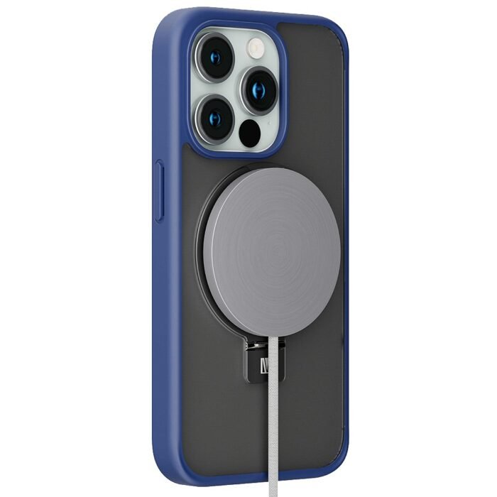Levelo Verona PC + TPU MagSafe Kickstand Matte Case for iPhone 15 Pro Max Series Blue - Image 3