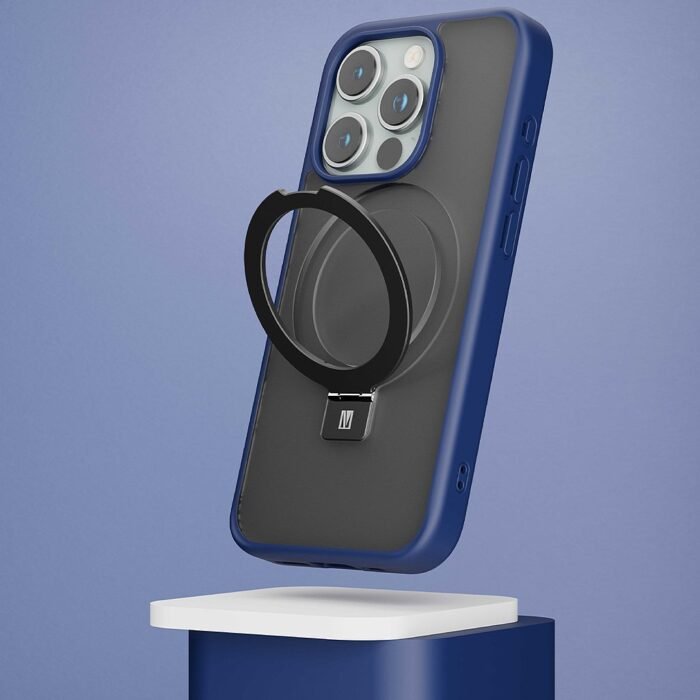 Levelo Verona PC + TPU MagSafe Kickstand Matte Case for iPhone 15 Pro Max Series Blue - Image 2