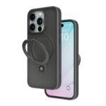 Levelo Verona PC + TPU MagSafe Kickstand Matte Case for iPhone 15 Pro Max Series Black