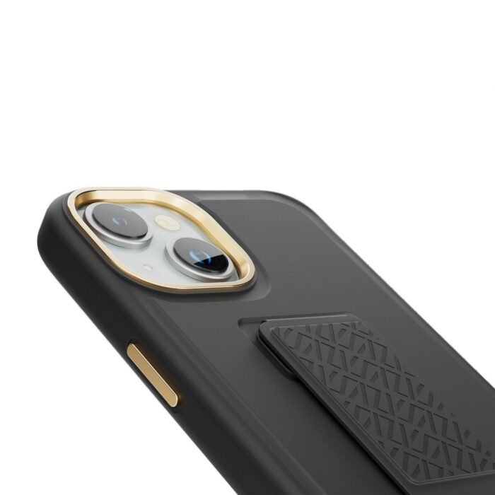 Levelo Morphix Cuero Gripstand Case For iPhone 15 Plus - Black - Image 4