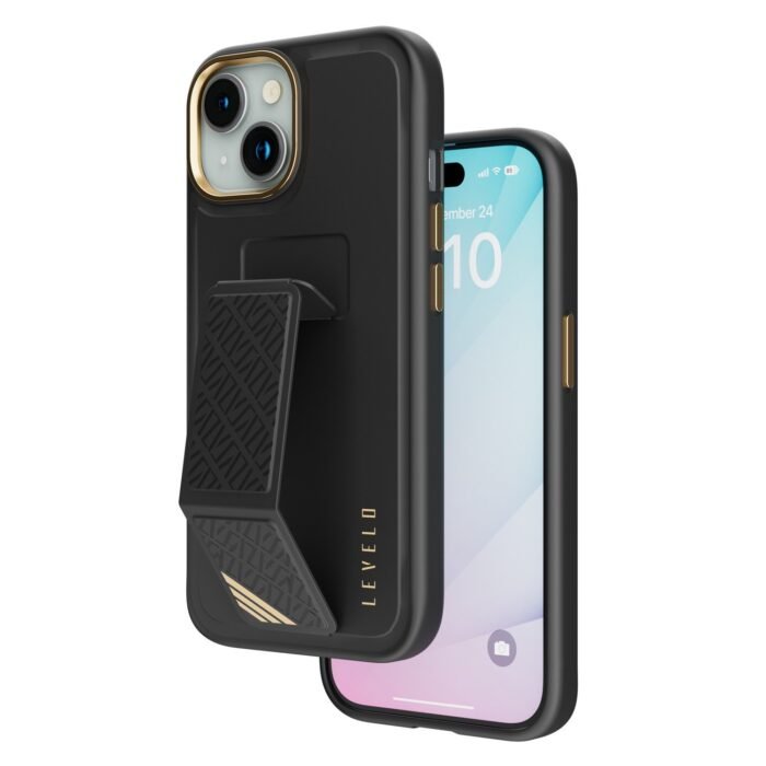Levelo Morphix Cuero Gripstand Case For iPhone 15 Plus - Black - Image 5