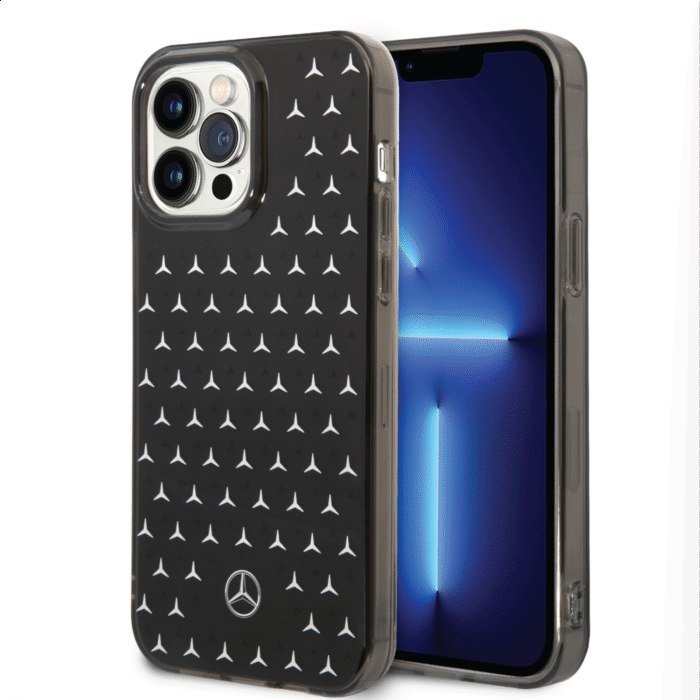 Mercedes-Benz Double Layer PC TPU Case With Large Star For iPhone 14 Pro Max - Black/Silver - Image 3