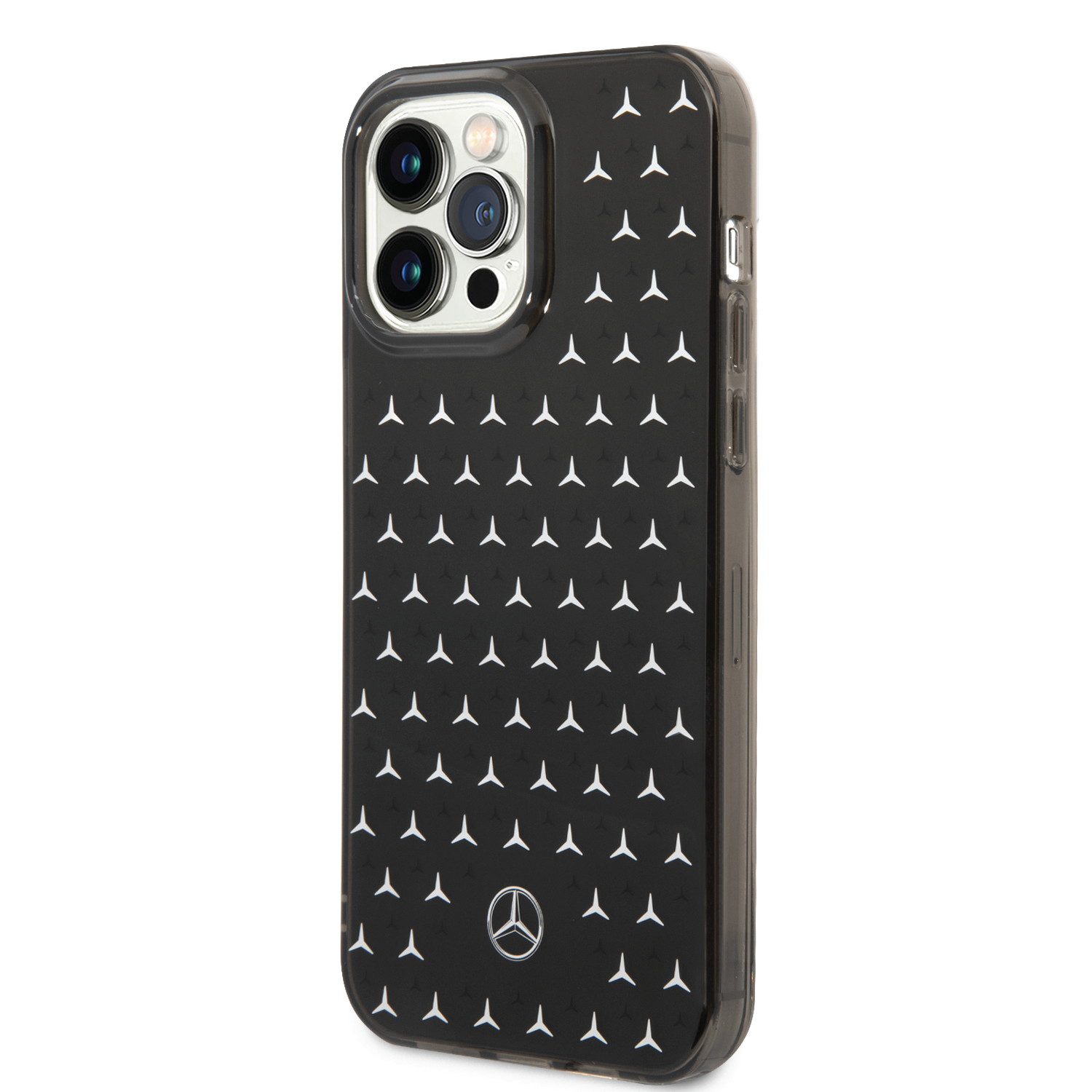 MEHCP14X8DPMGSca.png Mercedes-Benz Double Layer PC TPU Case With Large Star For iPhone 14 Pro Max - Black/Silver - Image 1