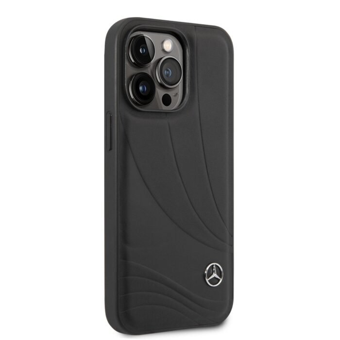 Mercedes-Benz Genuine Leather New Wavelll pattern For iPhone 14 Pro Max - Black - Image 2