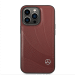 Mercedes-Benz Genuine Leather Case New Wavelll pattern For iPhone 14 Pro Max - Red - Image 3
