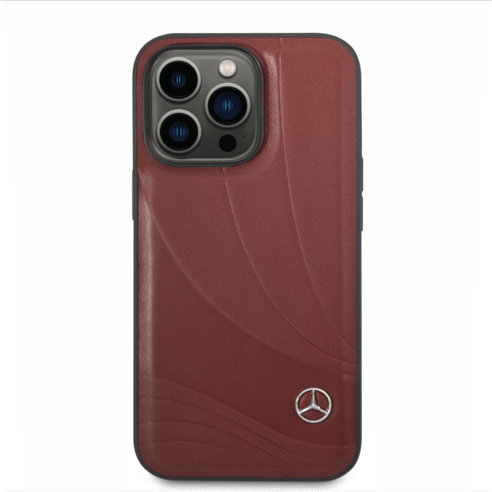 Mercedes-Benz Genuine Leather Case New Wavelll pattern For iPhone 14 Pro Max - Red - Image 3