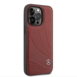 Mercedes-Benz Genuine Leather Case New Wavelll pattern For iPhone 14 Pro Max - Red - Image 2