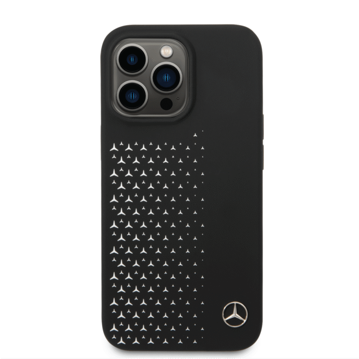 Mercedes-Benz Liquid Silicone With Gradient Star Horizontal Pattern For iPhone 14 Pro Max - Black - Image 3