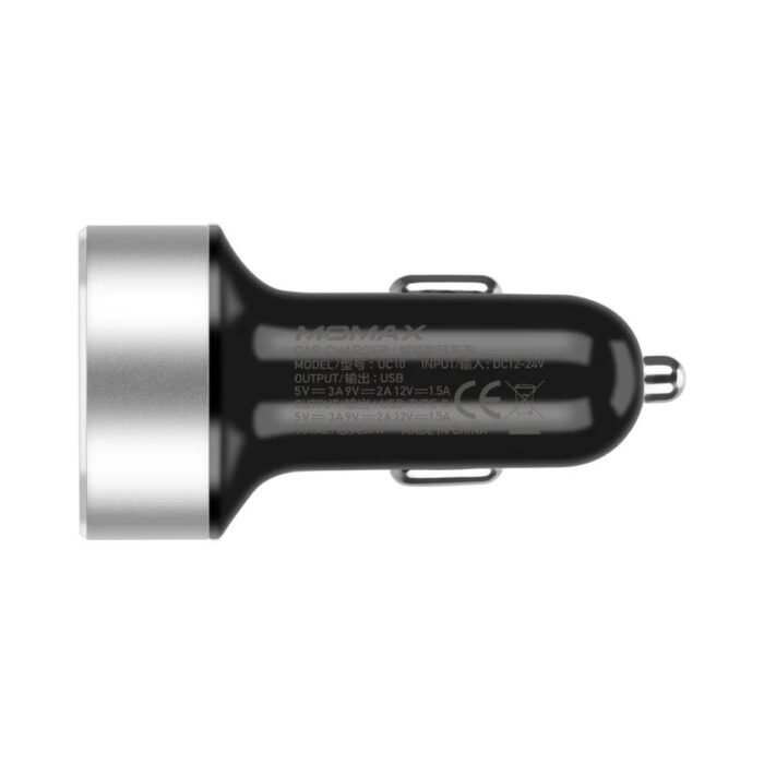 Momax Car Charger Dual Output QC3.0 + USB-C 36W max UC10 - Black - Image 6