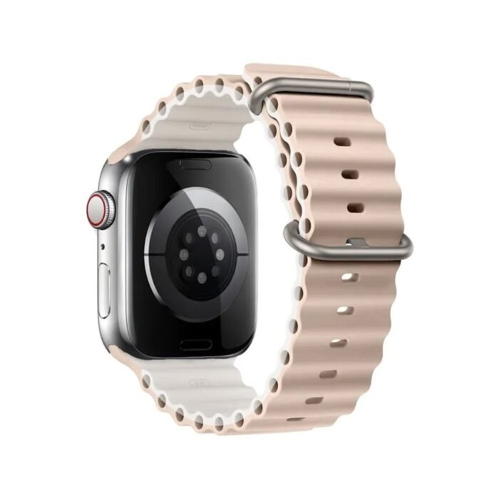 Ocean Silicone 2 Colors Strap for Apple Watch 42/44/45/49mm - Milk White & Antique White - Image 2