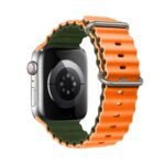 Ocean Silicone 2 Colors Strap for Apple Watch 42/44/45/49mm - Orange & Green - Image 2