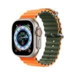 Ocean Silicone 2 Colors Strap for Apple Watch 42/44/45/49mm - Orange & Green