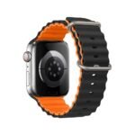 Ocean Silicone 2 Colors Strap for Apple Watch 42/44/45/49mm - Orange & Black - Image 2