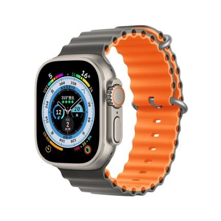 Ocean Silicone 2 Colors Strap for Apple Watch 42/44/45/49mm - Gray & Orange