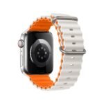 Ocean Silicone 2 Colors Strap for Apple Watch 42/44/45/49mm - Starlight & Orange - Image 2