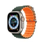Ocean Silicone 2 Colors Strap for Apple Watch 42/44/45/49mm - Green & Orange