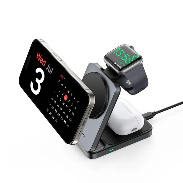 Powerology-3-in-1-Foldable-Wireless-Magnetic-Qi2-Fast-Charging-Hub-Black-2.webp Powerology Qi2 Fast Charging Multi-Device Hub - Black - Image 3