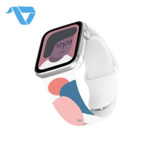 Silicone Printed Face Band for Apple Watch 42 / 44 / 45 mm - Blue / White / Pink