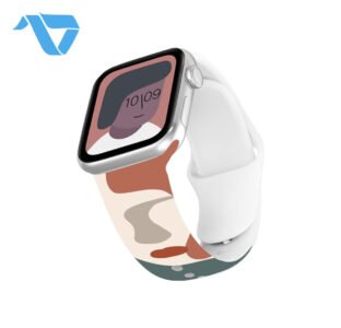Silicone Printed Face Band for Apple Watch 42 / 44 / 45 mm - Olive / Beige / Brown