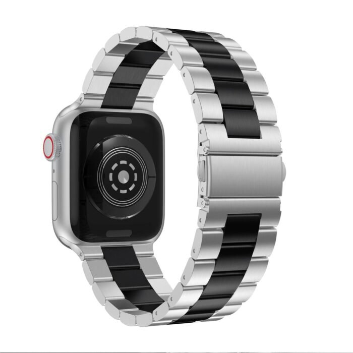 Silver-and-black-2.jpg Apple Metal New Stainless Band 42/44/45 mm - Silver in Black - Image 2
