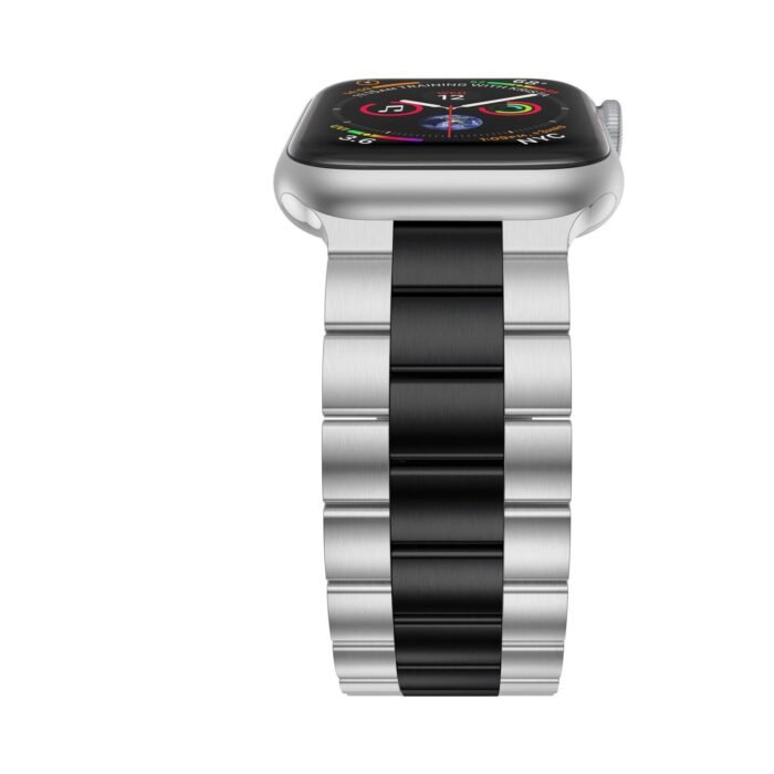Silver-and-black-3.jpg Apple Metal New Stainless Band 42/44/45 mm - Silver in Black - Image 3