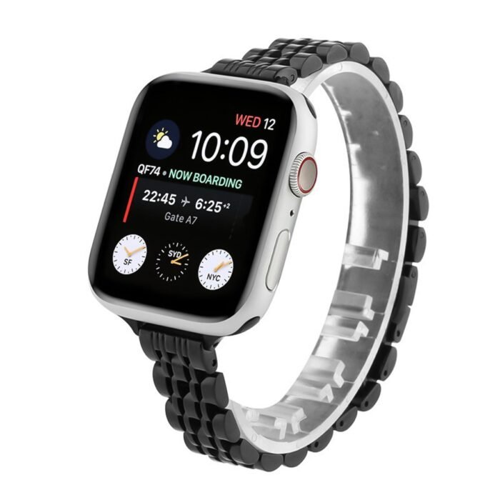 Stainless Steel Slim Wrist Barcelet for Apple Watch 42 / 44 / 45 mm - Black - Image 2