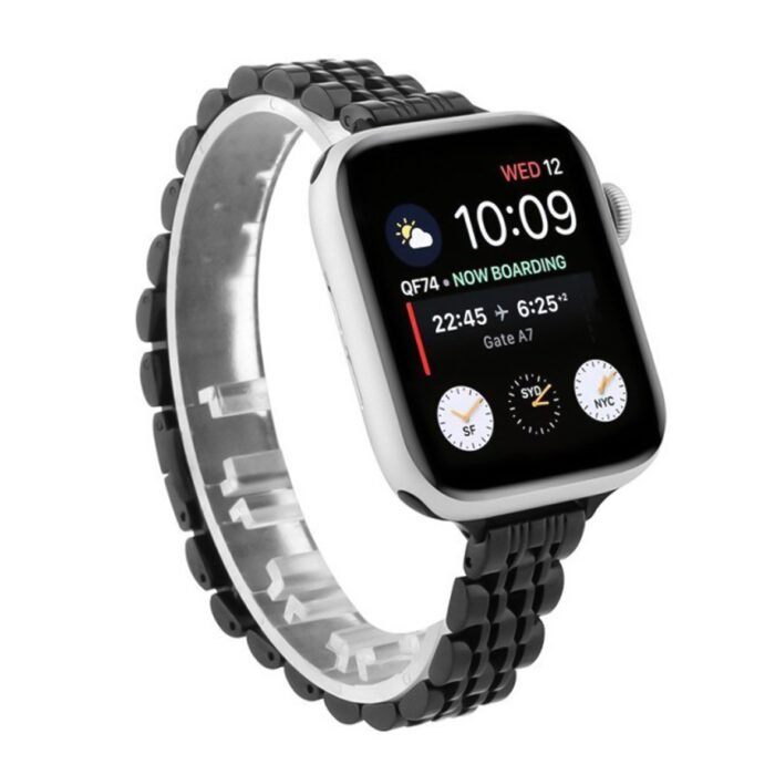 Stainless Steel Slim Wrist Barcelet for Apple Watch 42 / 44 / 45 mm - Black - Image 3