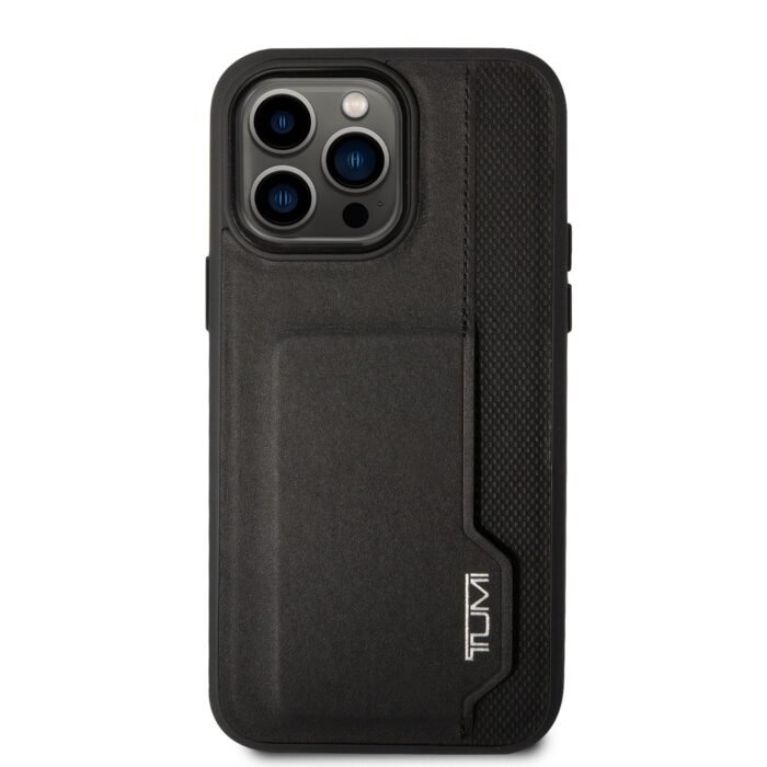 IPHONE 14 PRO MAX - LEATHER Black WITH VERTICAL CARD SLOT- TUMI Black - Image 3