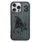 Santa Barbara Boris iPhone 16 Pro Max Case Black Horse Leather