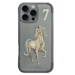 Boris iPhone Case Titanium Horse Leather Black"