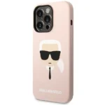 Karl Lagerfeld Silicone Karls Head Hard Case for iPhone 14 Pro Max/ iPhone 15 Pro Max  Pink