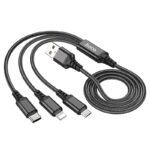 HOCO 3in1 Cable USB to iPhone Port 8-pin + Micro + Type C X76 Black 1m