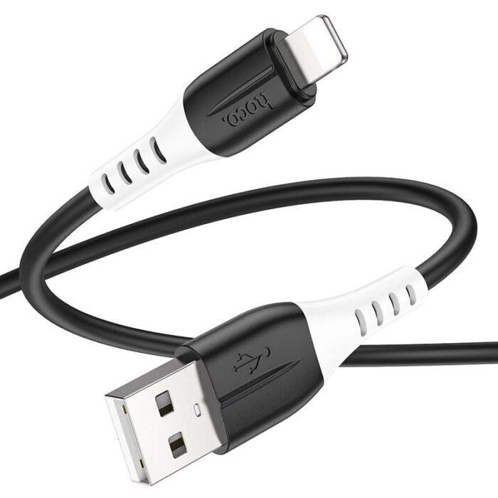 Hoco X82 Lightning Silky Anti-Winding Silicon 2.4A Fast Charging Cable 1M Black - Image 2