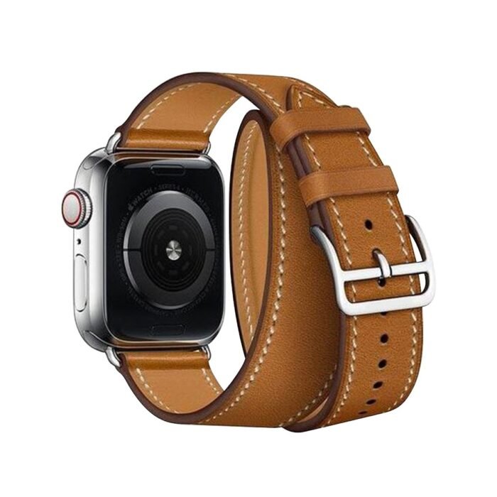 Hrms Leather Double Tour Band for Apple watch 44/45mm - Brown - Image 2