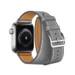Hrms Leather Double Tour Band for Apple watch 44/45mm - Grey - Image 2