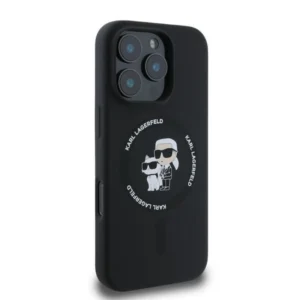 Karl Lagerfeld iPhone 16 Pro 6.9" black hardcase with hot stamp logo and MagSafe compatibility